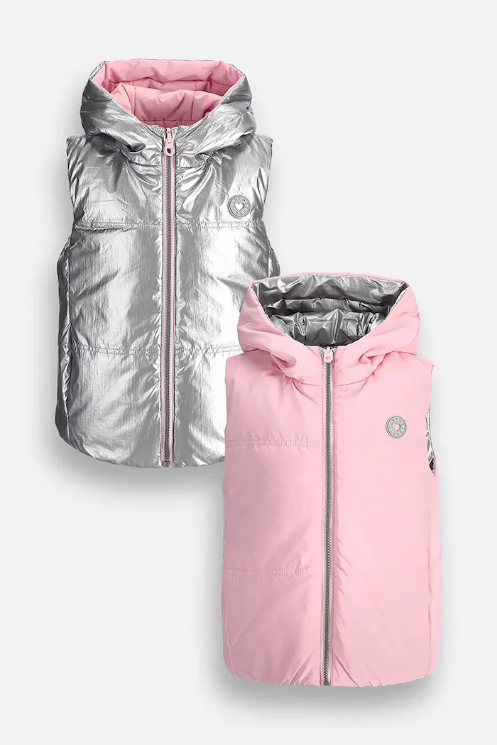 Coccodrillo пухен елек с две лица за деца розов OUTERWEAR GIRL KIDS