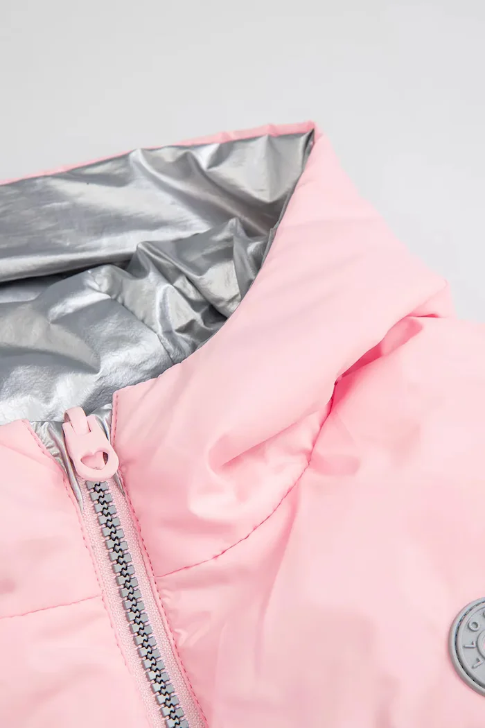 Coccodrillo пухен елек с две лица за деца розов OUTERWEAR GIRL KIDS