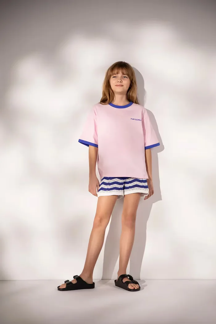 Coccodrillo тениска за деца от памук розова WAVES GIRL JUNIOR