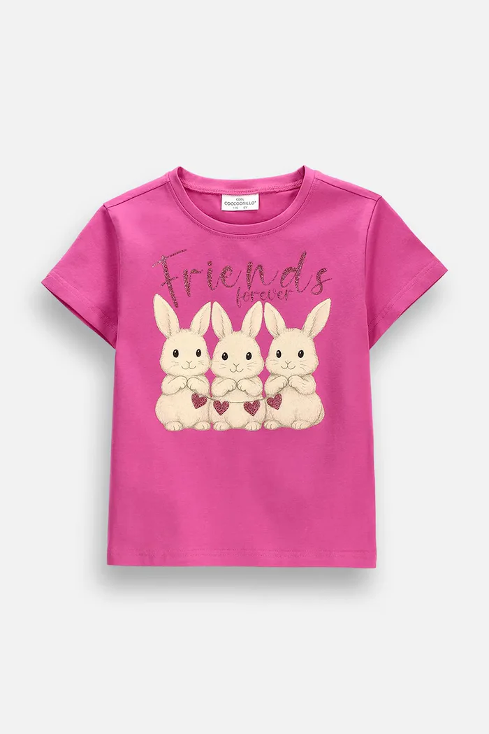 Coccodrillo тениска за деца от памук с еластан розова EVERYDAY GIRL A