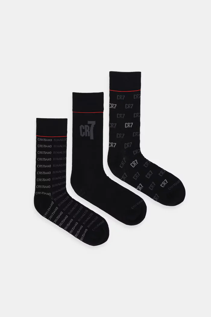 CR7 Cristiano Ronaldo чорапи мъжки с памук 3-pack черни