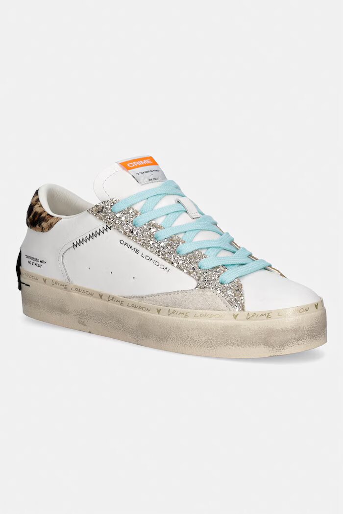 Crime London Кожени маратонки DISTRESSED PLATFORM в бяло 29053PP8