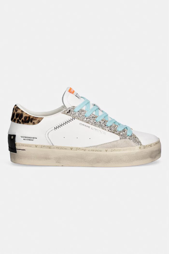 Crime London Кожени маратонки DISTRESSED PLATFORM в бяло 29053PP8