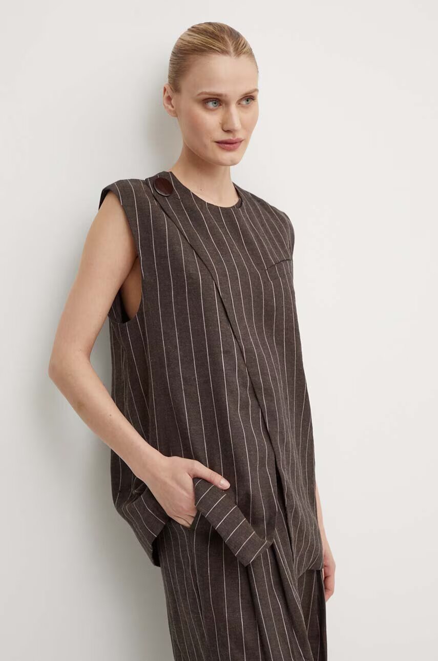 Day Birger et Mikkelsen Ленен елек Enid - Casual Linen Stripe