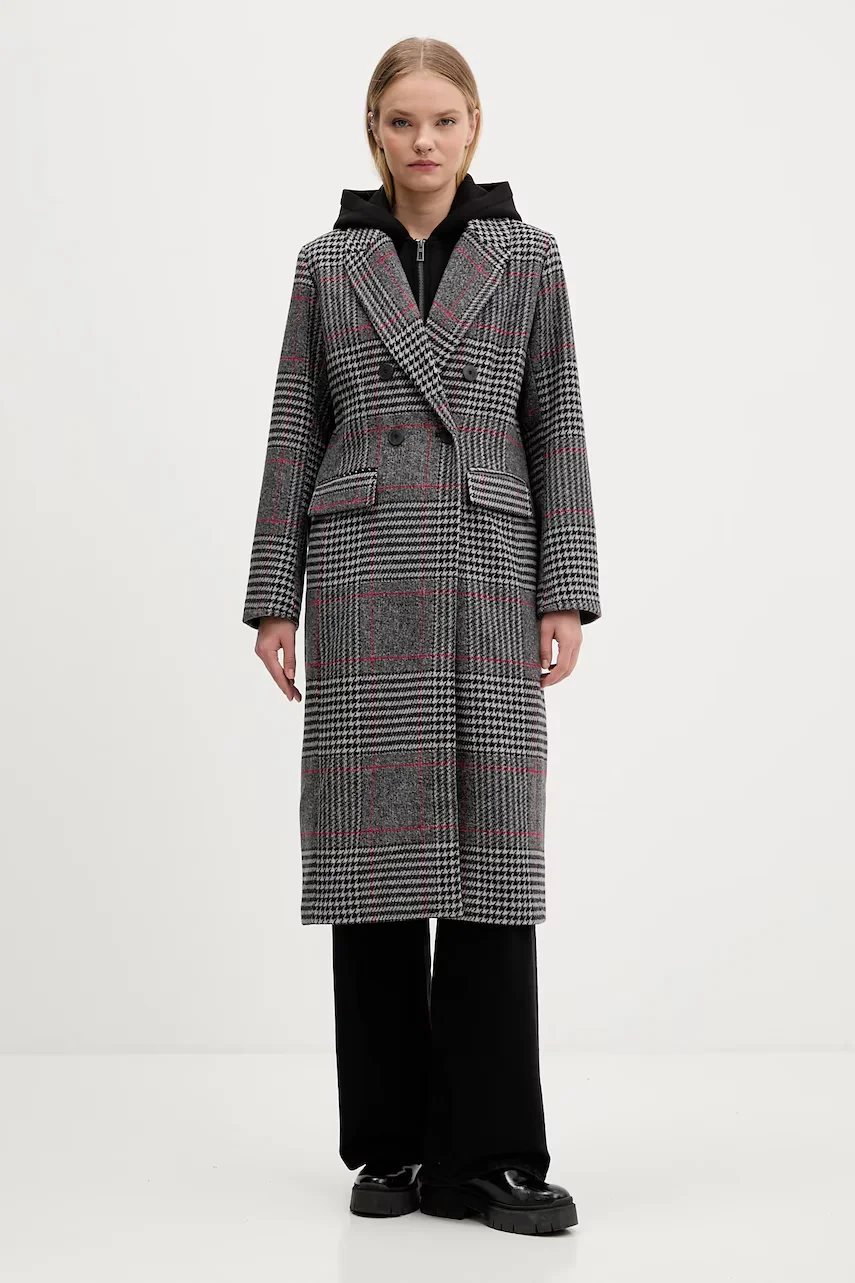 Desigual Палто с вълна CAPUCHA CHECK