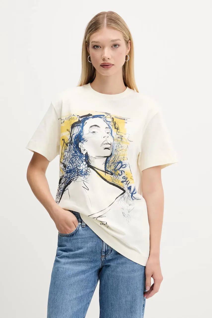 Desigual Памучна тениска PORTRAIT