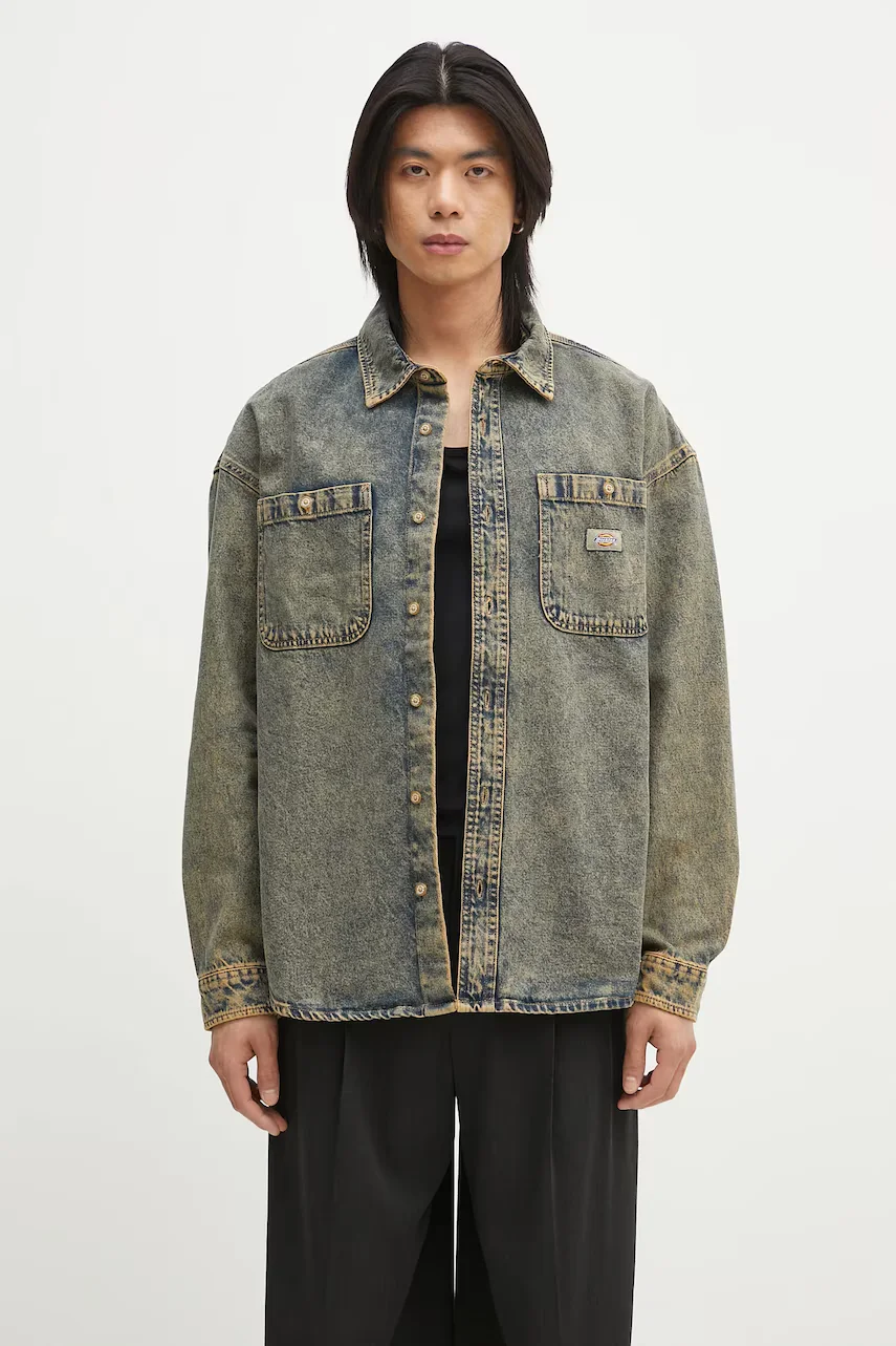 Dickies Дънково яке Houston Ls Shirt Yellow Fade Indigo