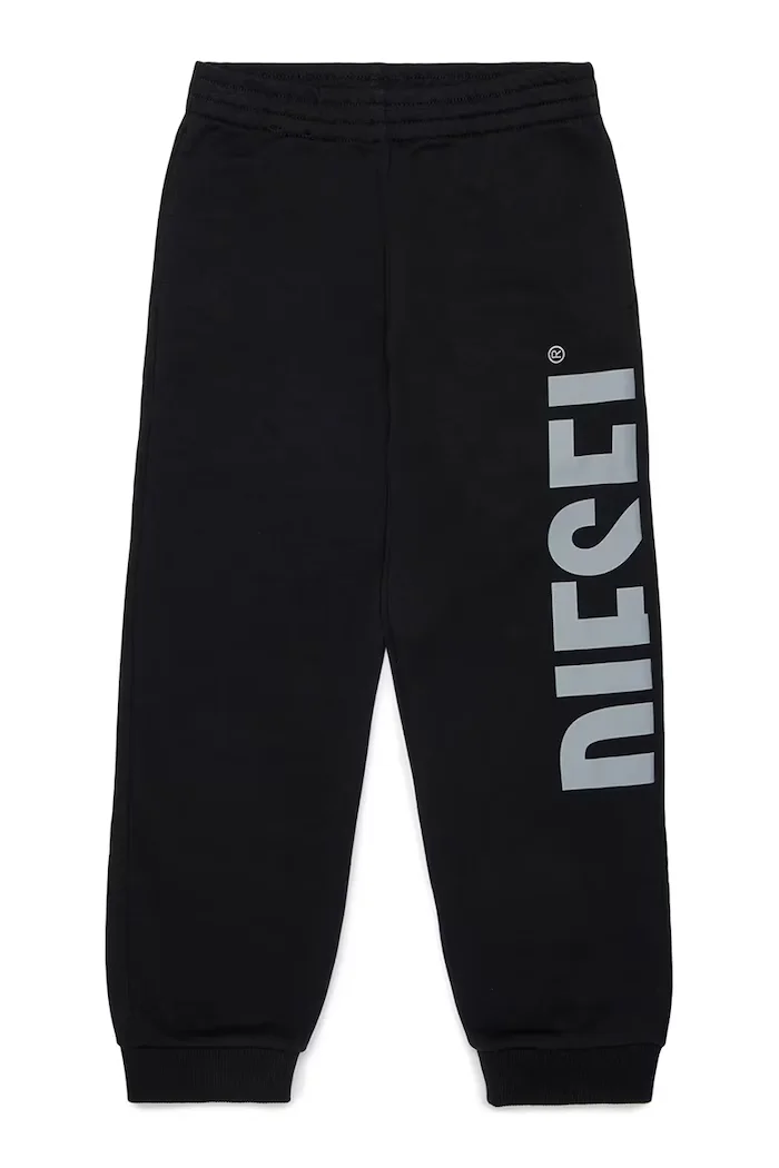 Diesel панталон джогър за деца с памук PRES TROUSERS черен със стандартна талия J03031
