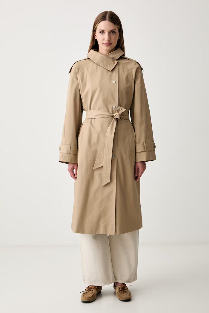 DKNY палто дамско с памук бежово DLEMPY55