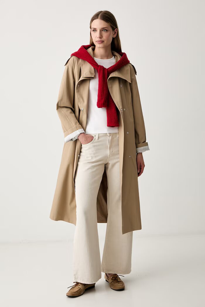 DKNY палто дамско с памук бежово DLEMPY55