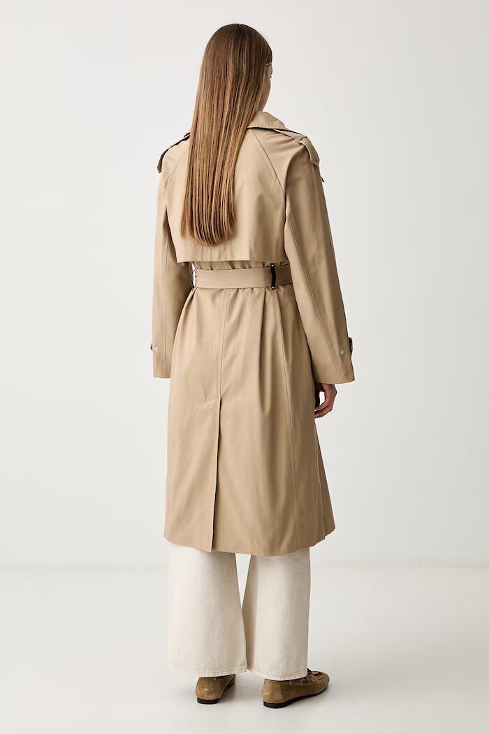 DKNY палто дамско с памук бежово DLEMPY55