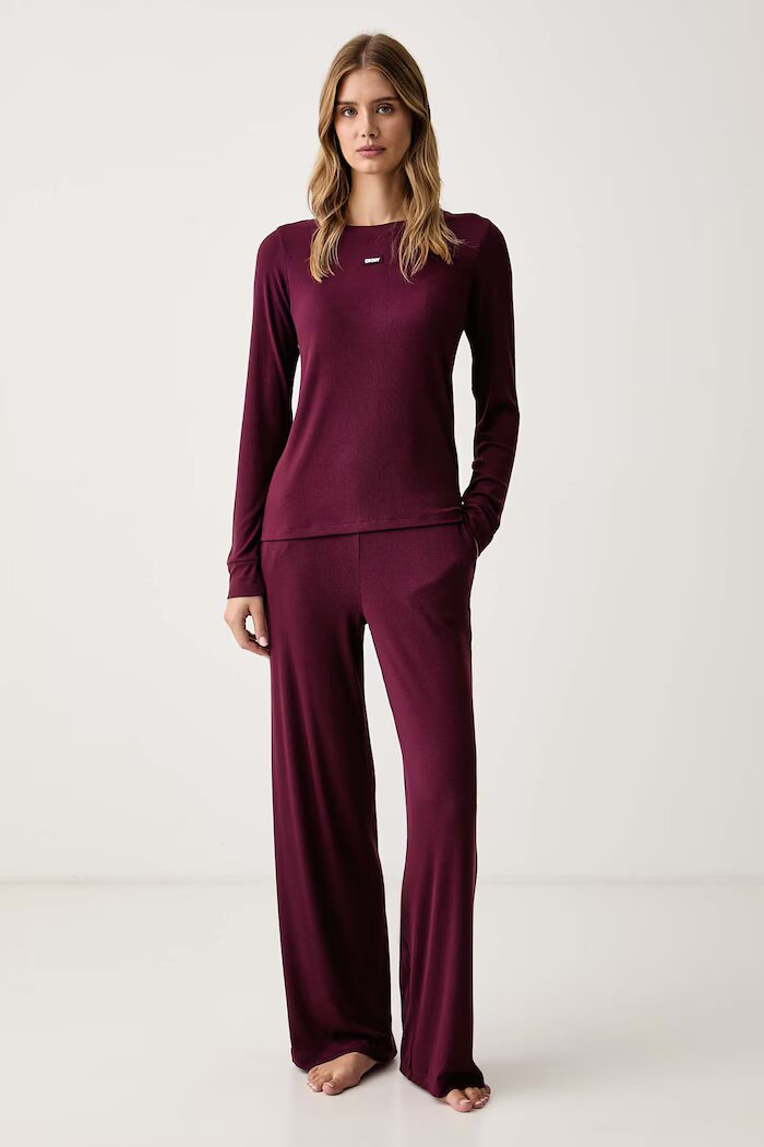DKNY пижама дамска от вискоза бордо YI80136