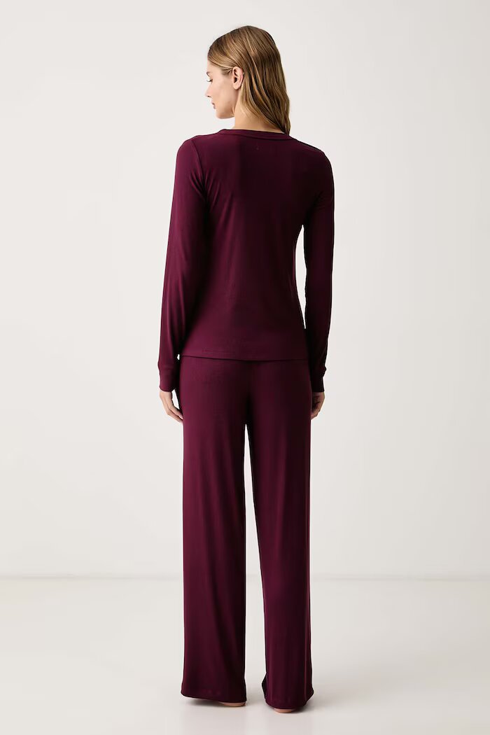 DKNY пижама дамска от вискоза бордо YI80136