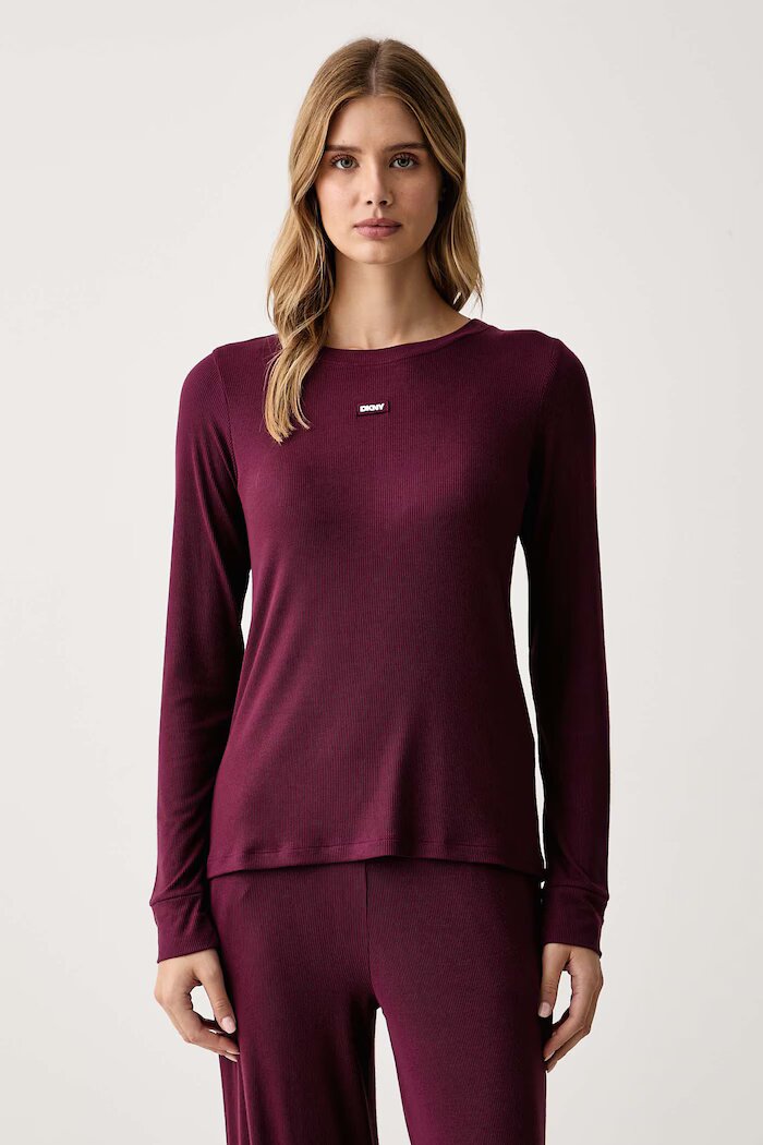 DKNY пижама дамска от вискоза бордо YI80136