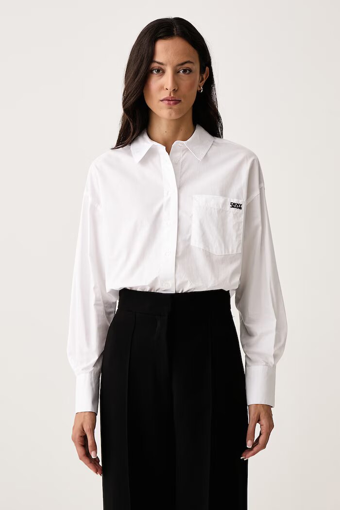 DKNY риза дамска от памук бяла DJ6W2325