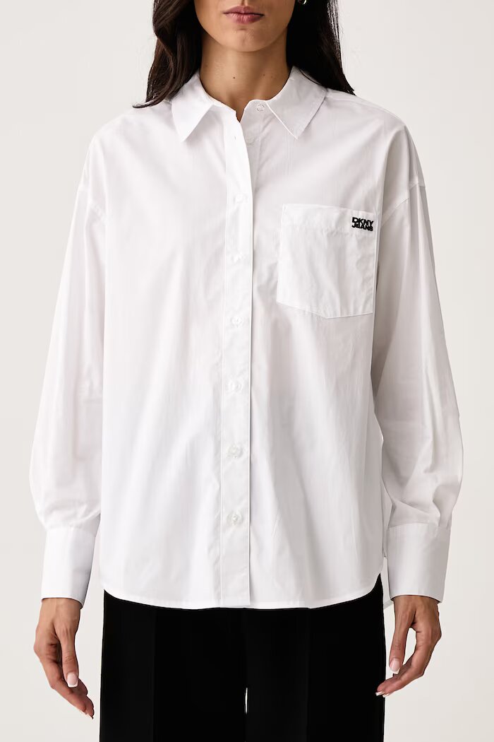 DKNY риза дамска от памук бяла DJ6W2325