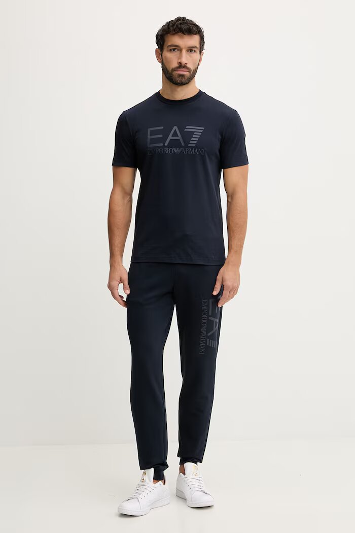 EA7 Emporio Armani Памучен спортен панталон мъжки в тъмносиньо с принт AF22266.7M001415