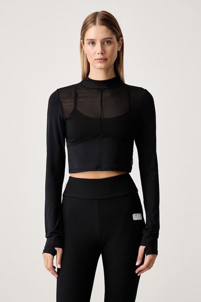 EA7 Emporio Armani спортна блуза с дълги ръкави дамска черна AF12625.7W001569