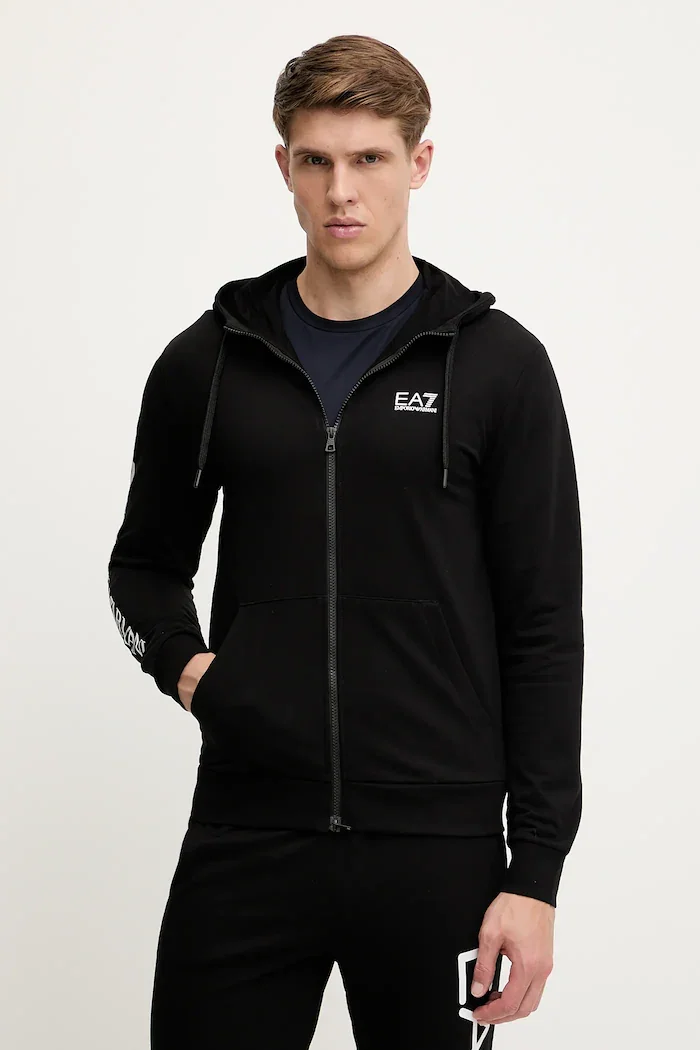 EA7 Emporio Armani суичър с качулка мъжки черен AF13512.7M000568