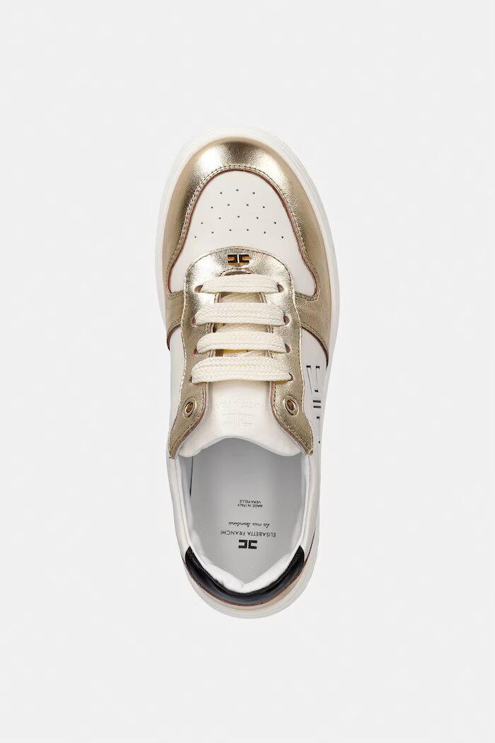 Elisabetta Franchi Детски кожени маратонки в златисто F4A9-E0521