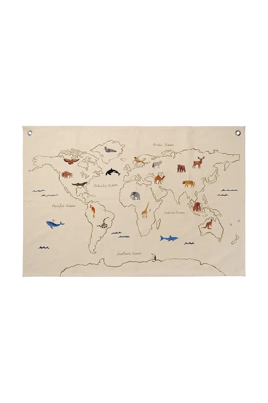 Ferm Living Стенна карта The World Textile Map