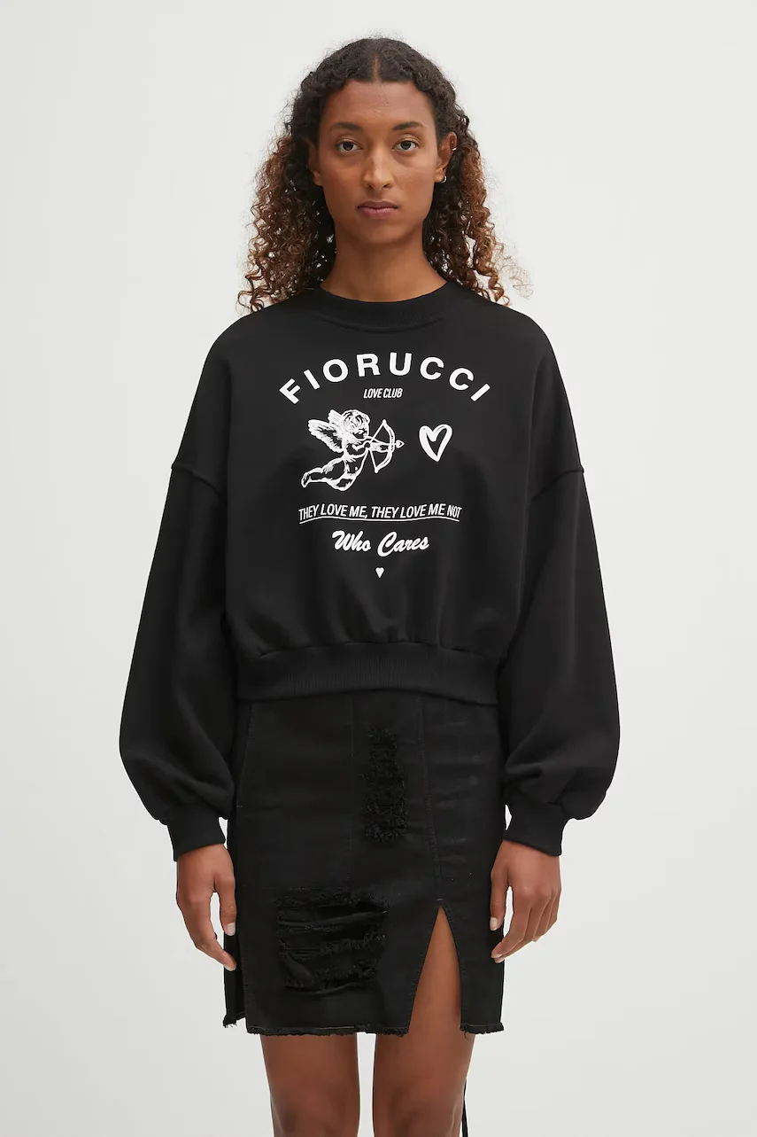 Fiorucci Памучен суичър Cupid Love Club Print Cropped