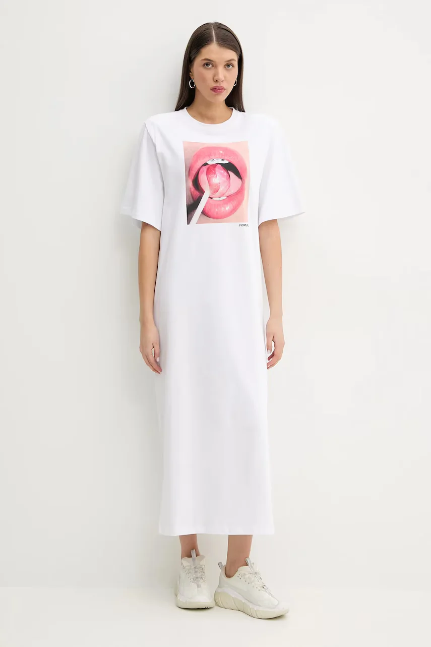 Fiorucci Памучна рокля Lollipop Mouth Print Maxi T-Dress