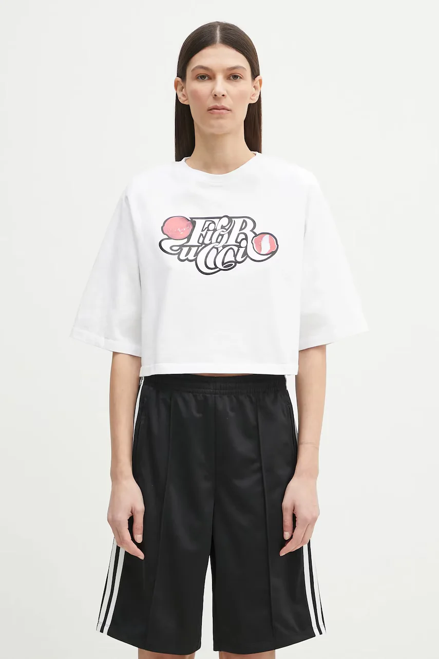 Fiorucci Памучна тениска Curly Lollipop Logo Cropped Padded