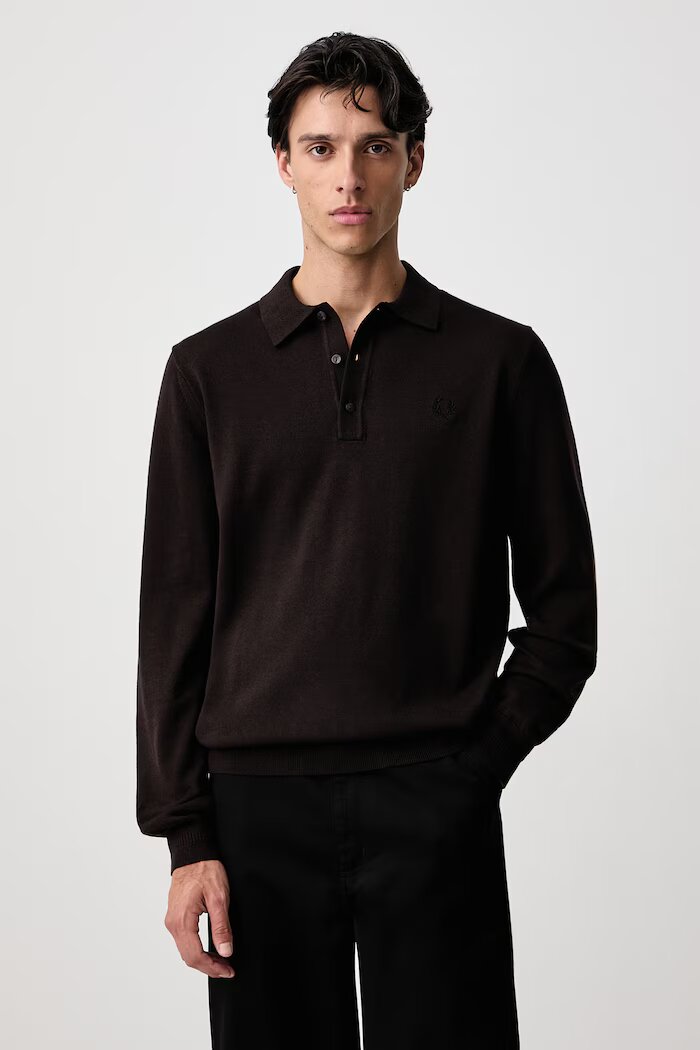 Fred Perry пуловер мъжки с вълна кафяв K4535