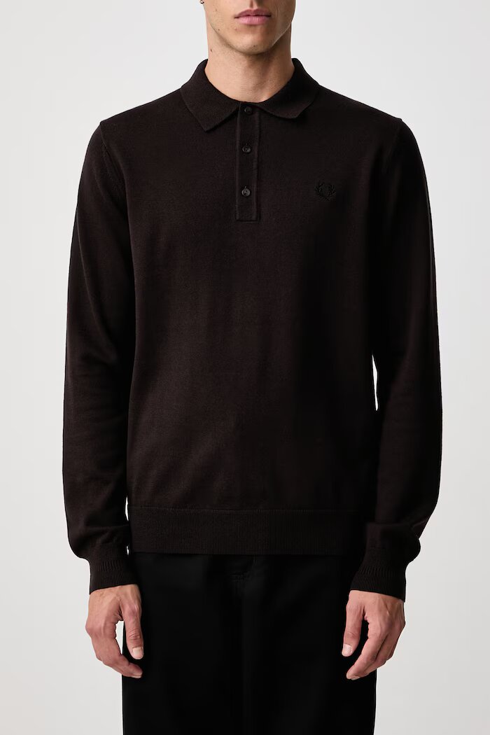 Fred Perry пуловер мъжки с вълна кафяв K4535