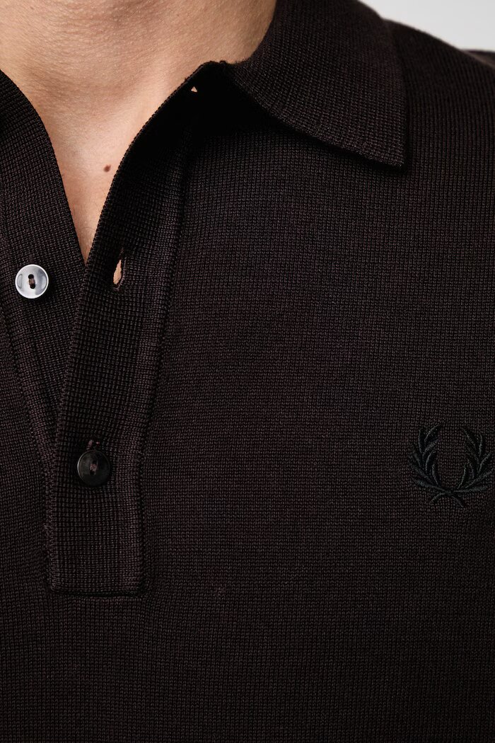 Fred Perry пуловер мъжки с вълна кафяв K4535