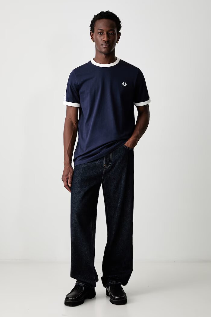 Fred Perry тениска мъжка от памук тъмносиня M4620