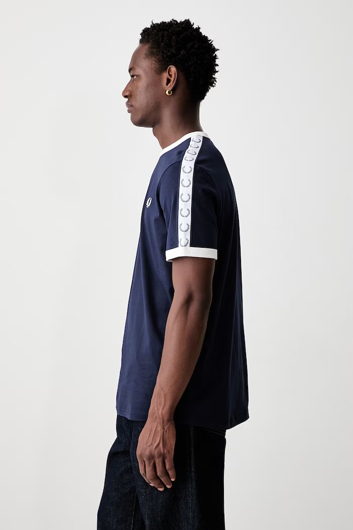 Fred Perry тениска мъжка от памук тъмносиня M4620