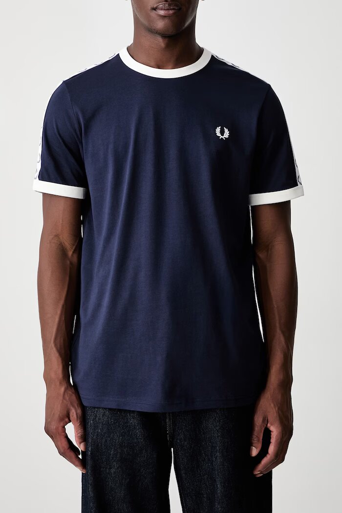 Fred Perry тениска мъжка от памук тъмносиня M4620