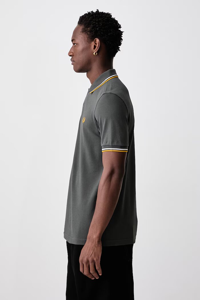 Fred Perry тениска с яка мъжка от памук зелена M3600