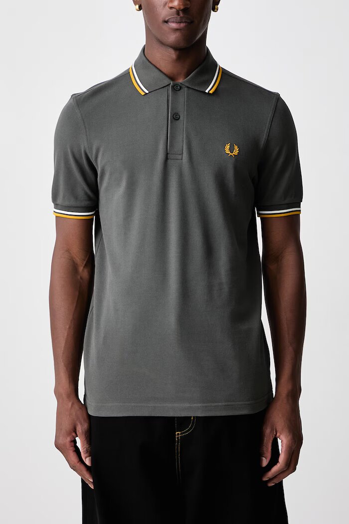 Fred Perry тениска с яка мъжка от памук зелена M3600