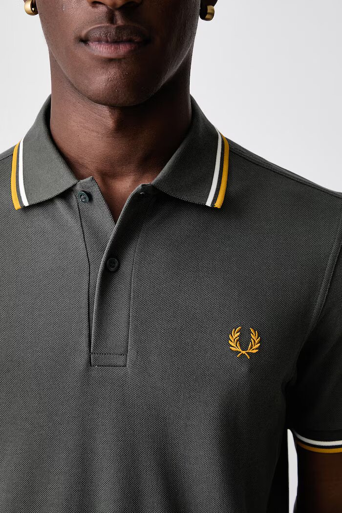 Fred Perry тениска с яка мъжка от памук зелена M3600