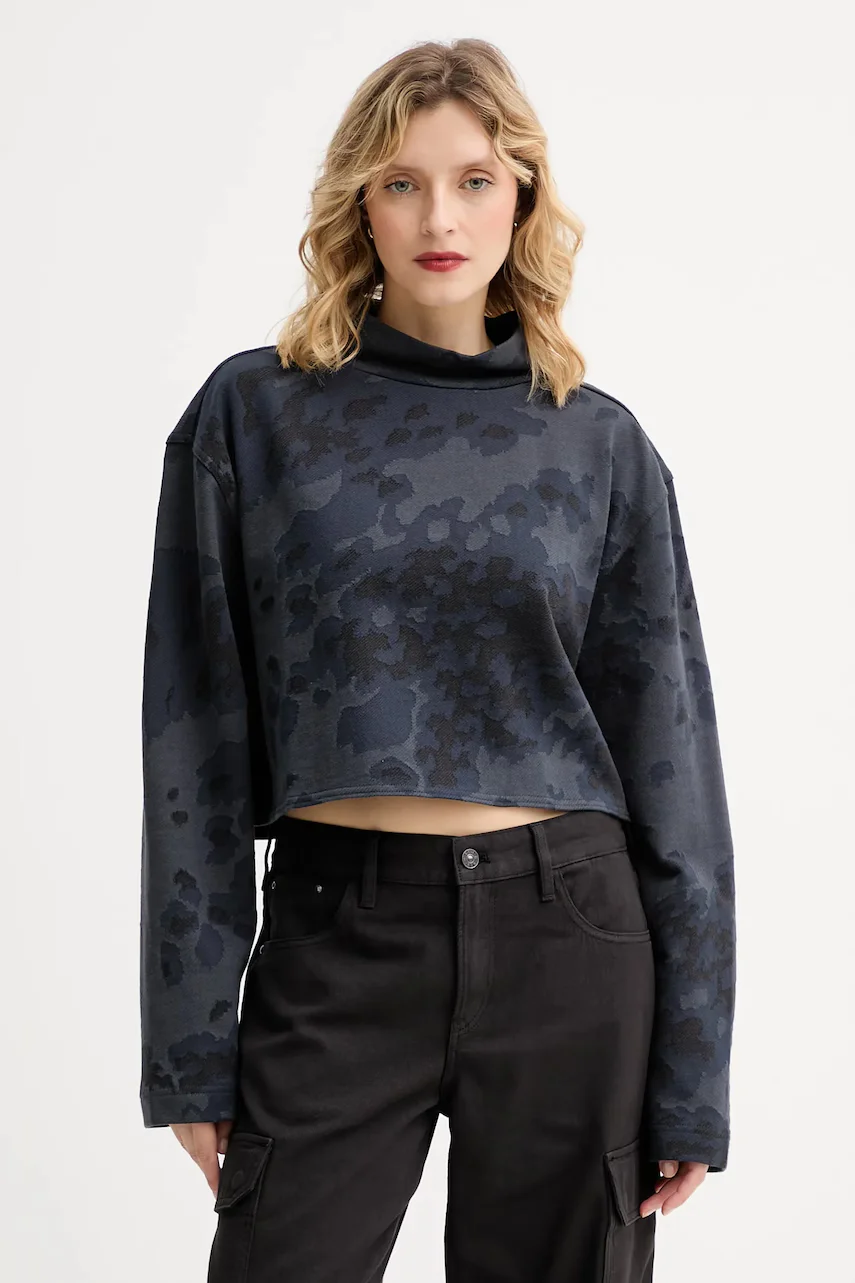 G-Star Памучен суичър Oversized cropped turtle