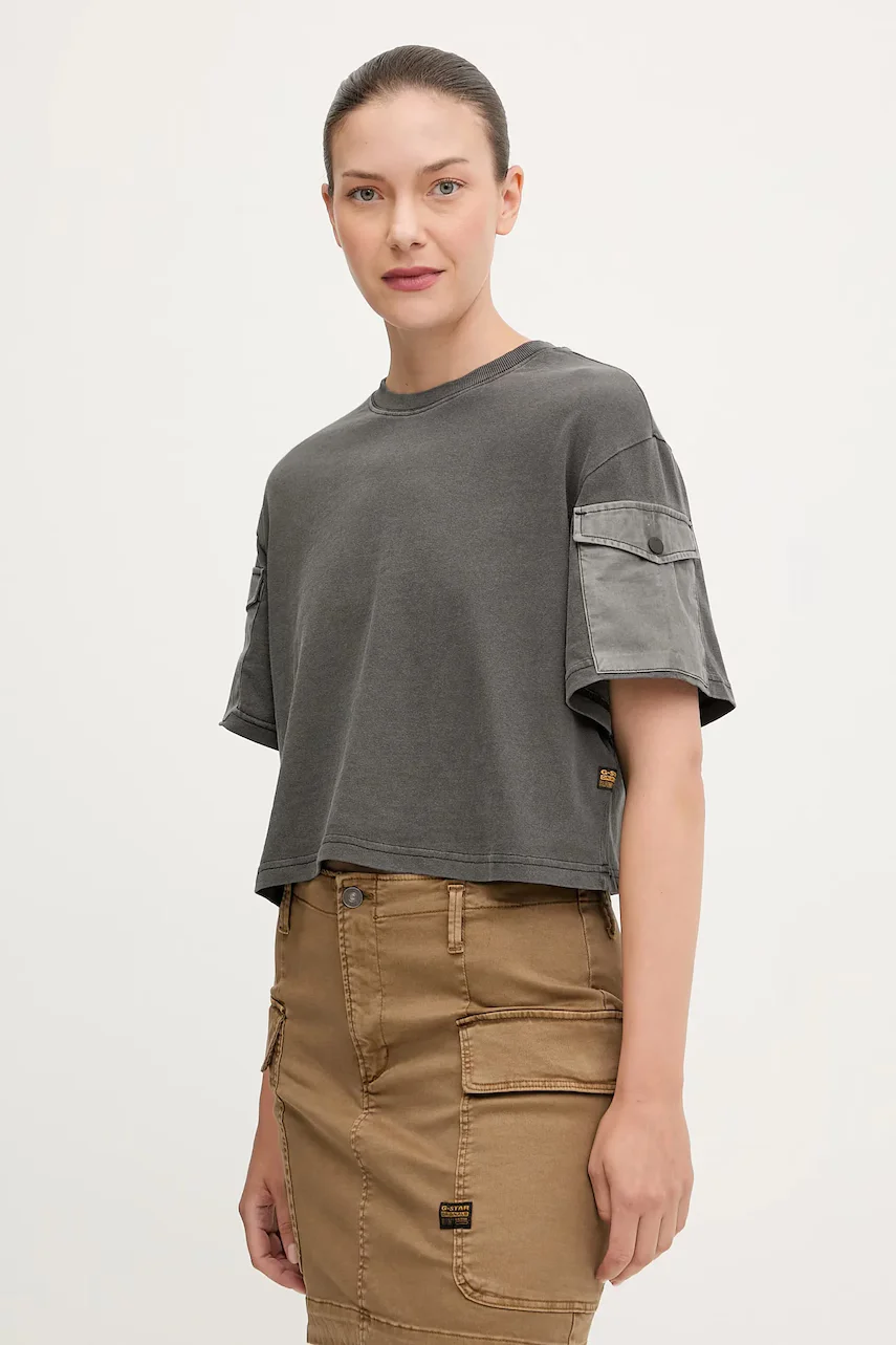 G-Star Памучна тениска Washed mix boxy cropped