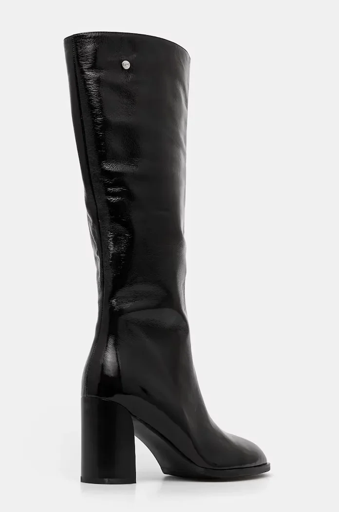Goe Кожени ботуши в черно с дебел ток с лека изолация OO2N4408 BLACK