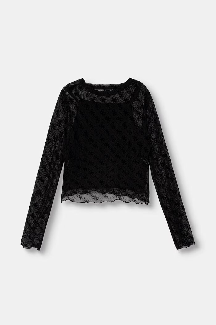 Guess блуза за деца черна с монограм J6YP02 K3743