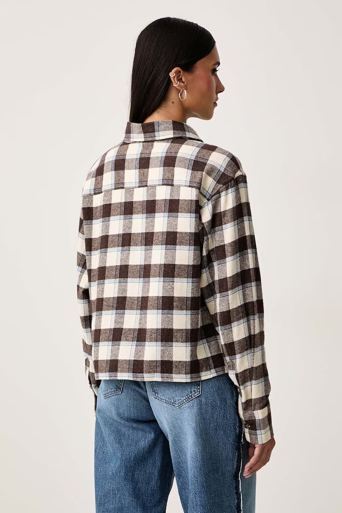 Guess Jeans риза дамска от памук бежова на каре W6BH22 W4712