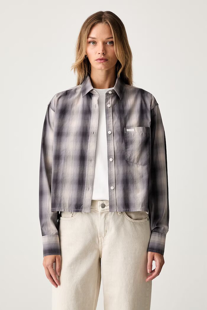 Guess Jeans риза дамска от памук сива W6RH64 WH7Q1