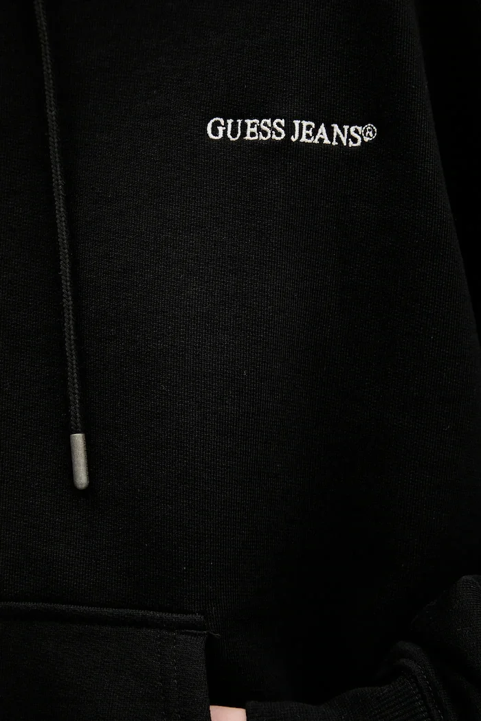 Guess Jeans суичър с цип дамски от памук черен W6RQ32 K68I4