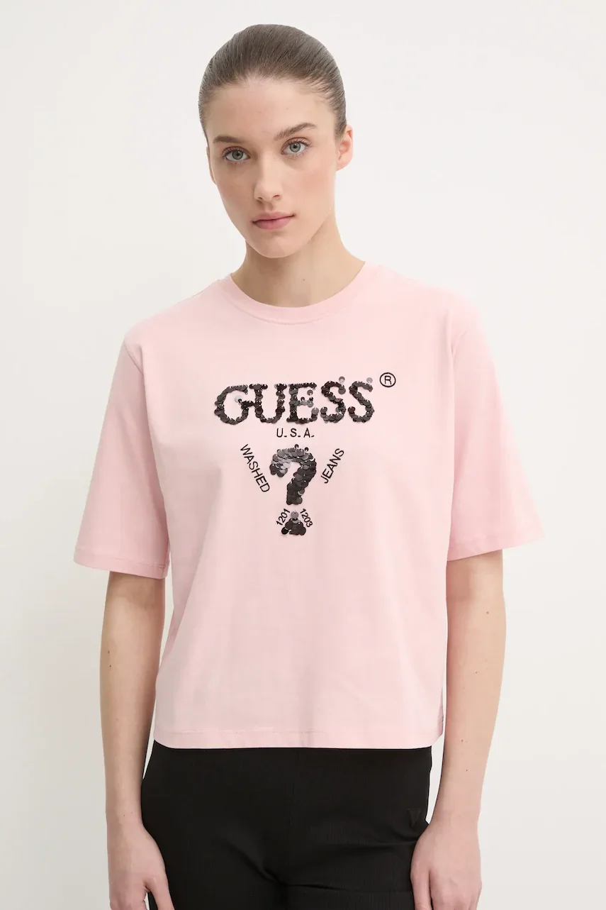Guess Памучна тениска AURLIE