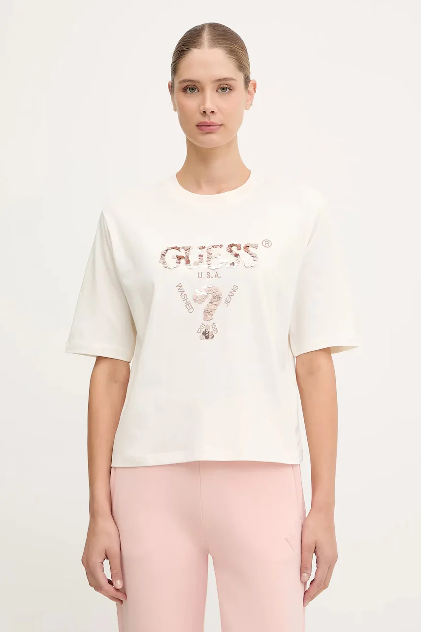 Guess Памучна тениска AURLIE