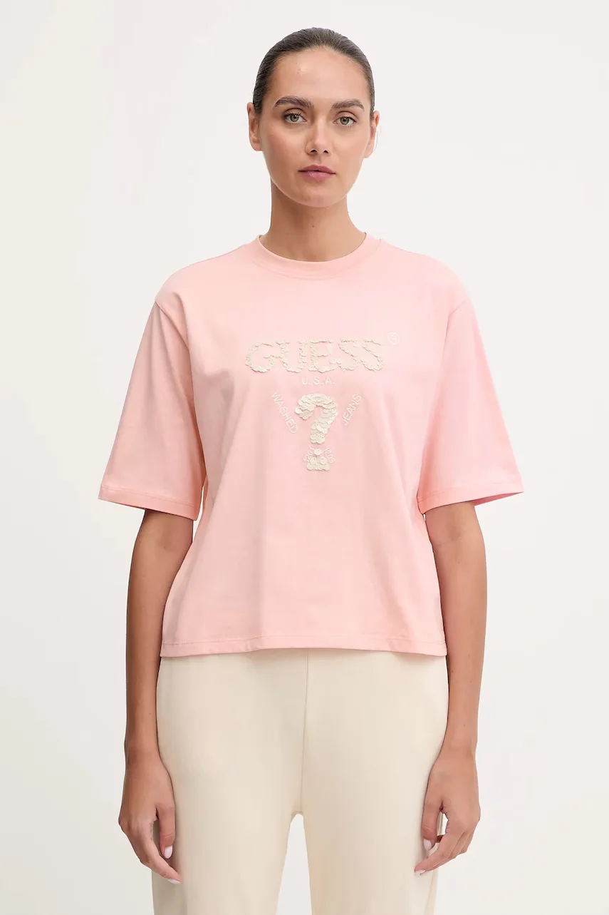 Guess Памучна тениска AURLIE
