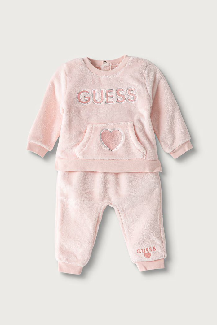 Guess спортен анцуг за бебе от полар розов A6BG14 W4050