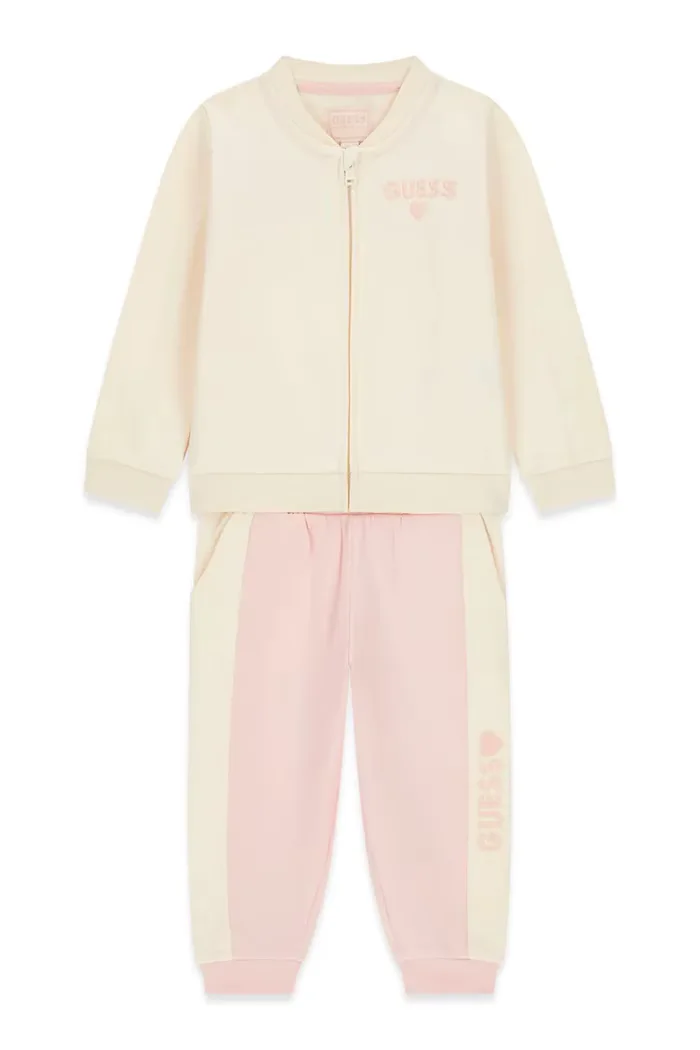 Guess спортен комплект анцуг за деца от памук бежов K6BG06 K5914