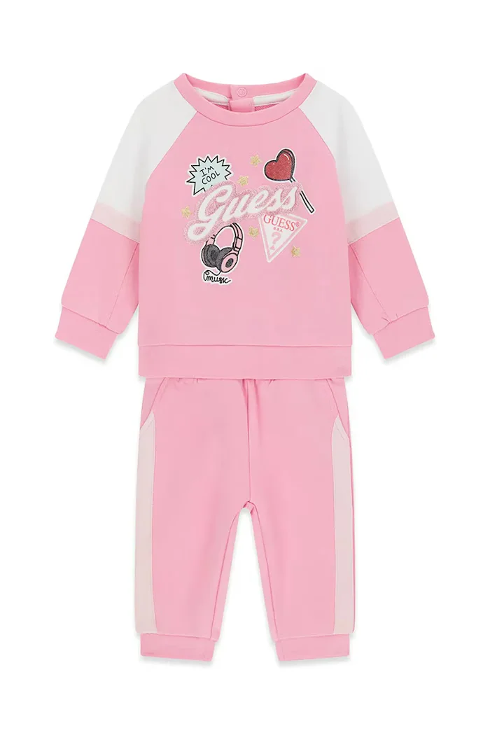 Guess спортен комплект анцуг за деца от памук розов A6YG05 K3902